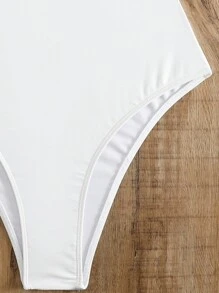 Swim Mod Summer Beach Women's Solid Color Smocked One-Piece Swimsuit