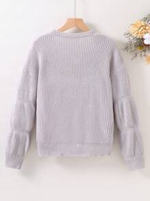 Teen Girl Drop Shoulder Cardigan - Grey - View 2
