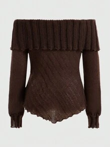 ROMWE Fairycore Jersey De Lana - Marrón - Ver 2