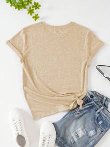 Đồ họa thịt gà và khẩu hiệu Áo thun - Màu Khaki - Xem 2