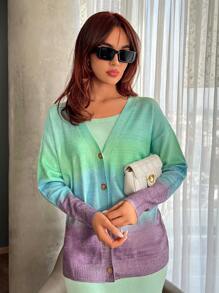 SHEIN Essnce Bóng Thả vai Nút phía trước Áo len Mở - Nhiều màu - Xem 1