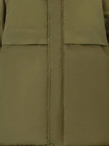 SHEIN Tween Boy 单件翻盖细节连帽棉服外套