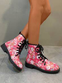 Women's Colorful Motorcycle Ankle Boots - Multicolor - View 1