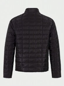 RueChic Herr Enfärgad Dragkedja Vadderad Jackor För Dagligt slitage - Svart - Visa 2