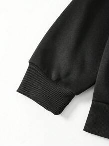 INAWLY Áo nỉ tay rớt in hình khẩu hiệu, thích hợp cho lễ tốt nghiệp mùa đông, tựu trường, lễ tốt nghiệp, giáo viên nữ, áo len chui đầu mùa thu đông. - màu đen - Xem 4