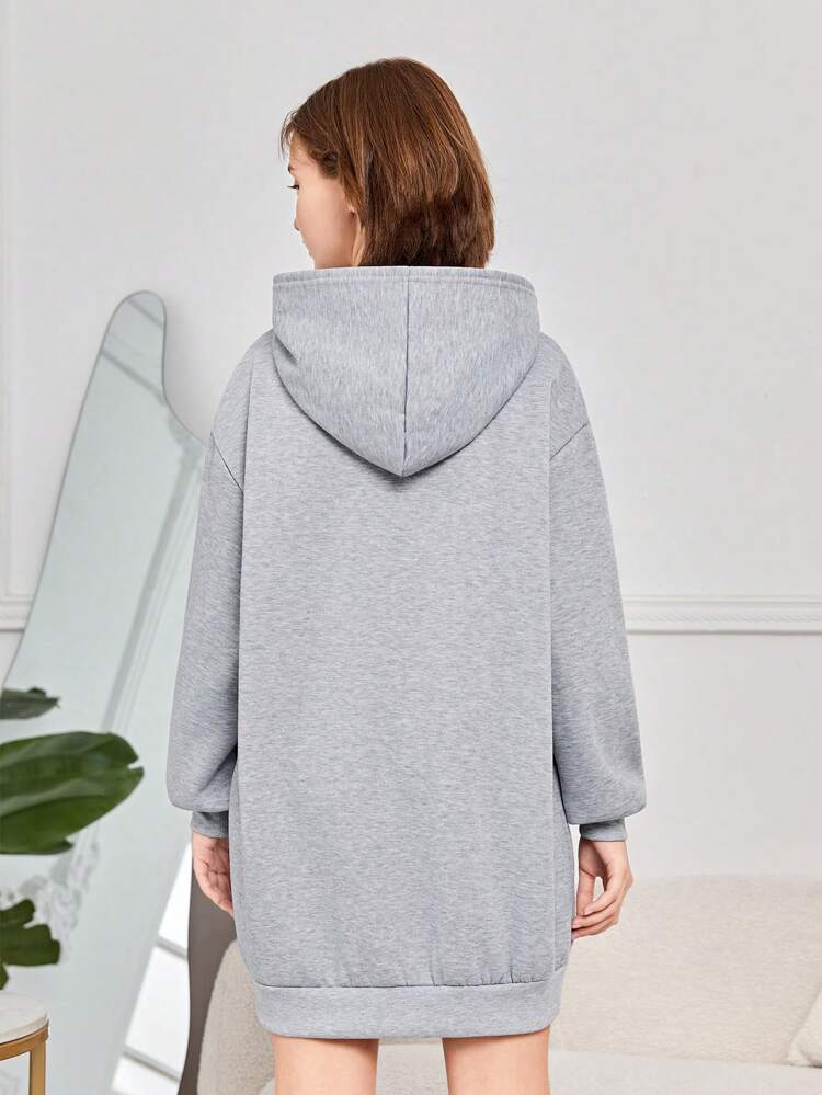 Teen Girl Slogan Graphic Drop Shoulder Hooded Dress