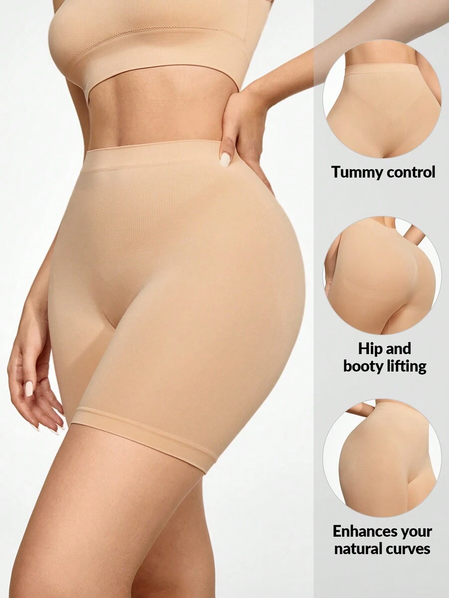 SHAPORA Shorts de fajas de talle alto - Beis - Ver 1