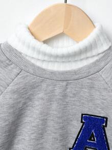 SHEIN Chico joven Sudadera con letra flocado de manga raglán 2 en 1