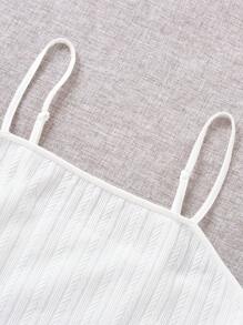 Soleia Fringe Hem Cami Top - White - View 5