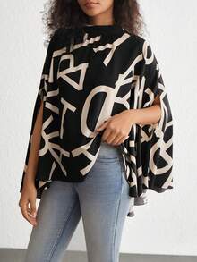 SHEIN Unity In thư áo tay cánh Cổ giả Áo sơ mi - màu đen - Xem 5