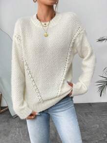 SHEIN LUNE Jersey unicolor de hombros caídos
