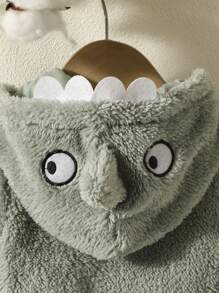 Baby Girl 3D Design Hooded Teddy Jacket - Army Green - View 6