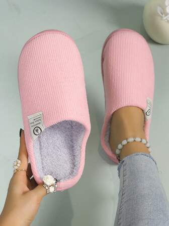 Women's Thick Sole Anti-Slip Warm Plush Thermal Slippers For Home Use, Autumn/Winter,Furry Shoes