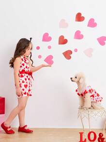 Valentine's Day Petsin Pink Heart Printed Cute Pet Dress With Short Sleeves For Small Dogs And Cats - Multicolor - View 4
