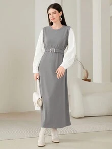 Modelyn 雙色繫腰帶洋裝 - 彩色 - 查看 4