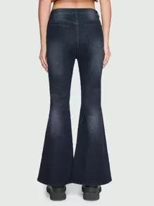 ROMWE Grunge Punk Jeans de pierna amplia con estampado de estrella