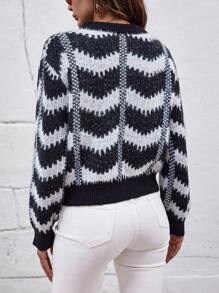 SHEIN LUNE Plaid Pattern Drop Shoulder Sweater Knit Pullover Fall Winter Outfit