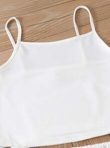 SHEIN 女大童素色連帽衫&吊帶上衣&標語圖案衛褲 - 黑與白 - 查看 3