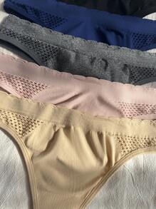 5pack Solid Hollow Out Panty - Multicolor - View 3