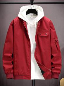 Manfinity Homme Chaqueta De Hombre Con Bolsillo Con Solapa Y Cremallera Sin Capucha