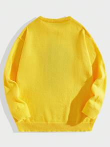 SWAVVY 男士表情圖案套頭毛衣 - 黃色 - 查看 2