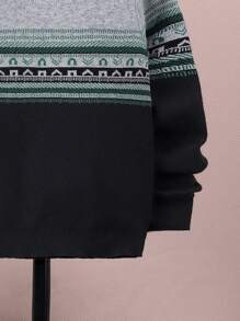 SHEIN Leap Crew Tween Boy Geo Pattern Quarter Zip Sweater - Multicolor - View 4