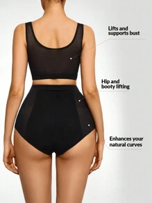 SHAPORA Set faja unicolor de talle alto - Negro - Ver 2