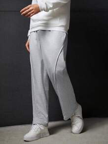 SWAVVY 1入組素色斜口袋衛褲 - 灰色 - 查看 3