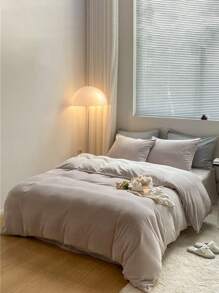 3pcs Grey Crystal Velvet Duvet Cover Set