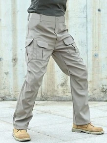 Manfinity Lỏng lẻo phù hợp Nam Quần Cargo Với Flap túi - Màu Xám nhạt - Xem 1
