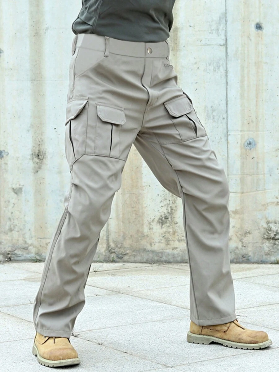 Manfinity Lỏng lẻo phù hợp Nam Quần Cargo Với Flap túi - Màu Xám nhạt - Xem 1