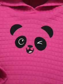 SHEIN 女嬰卡通圖案連帽衫和半身裙 - 粉色 - 查看 5