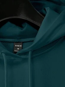 Manfinity Hypemode Nam Lỏng lẻo Đồ họa Khẩu hiệu Thả vai Hoodie Với dây rút - Màu xanh lá cây đậm - Xem 3