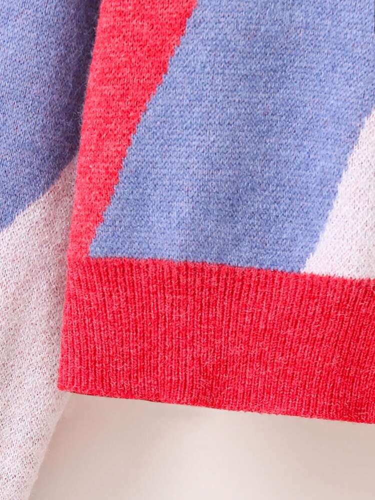 Teen Girl Color Block Mock Neck Sweater