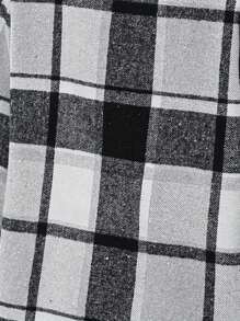 Plaid Print Drop Shoulder Patch Pocket Coat - White - View 8