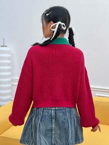 SHEIN EZwear Cárdigan de cuello en contraste de hombros caídos