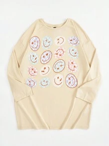 SHEIN EZwear 大碼卡通圖案落肩T恤 - 黃色 - 查看 4