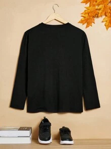 Thiếu niên con trai Giải trí Ngắn tay Áo thun Thích hợp Cho mùa hè - màu đen - Xem 2