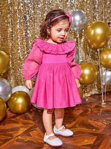 SHEIN Baby Girl Ruffle Trim Dress - Pink - View 3