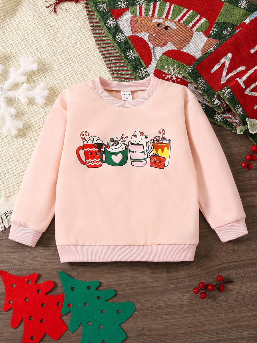 Chica Joven Sudadera con estampado de Navidad - Rosa - Ver 1