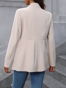 SHEIN LUNE 素色前紐扣外套 - 杏色 - 查看 2