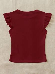 Soleia Camiseta ribete con fruncido tejido de canalé