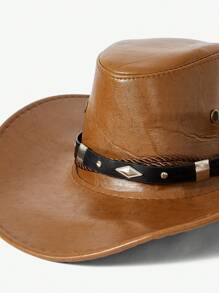 SHEIN VCAY 時尚銳頭裝飾正式帽子波西米亞風格 - 駝色 - 查看 1