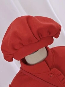 SHEIN Cô gái Tween Viền Ruffle Áo khoác & Mũ Đối với Giáng sinh - Đỏ - Xem 4