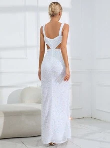 SHEIN Belle Cut Out Split Thigh Sequin Dress