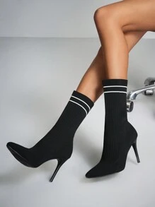 SheIn SXY 黑色高跟鞋舒服的踝靴 - 黑色 - 查看 4