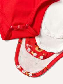 Baby Boy 3pcs Christmas Print Gift Box Bodysuit - White - View 6
