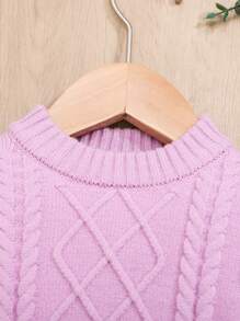 SHEIN Bebé niña Jersey ribete con fruncido tejido de cable