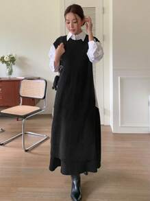 DAZY Solid Sweater Vest Without Blouse - Black - View 7