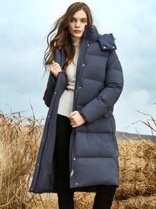 JAZZEVAR Solid Zip Up Hooded Padded Coat - Grey - View 1